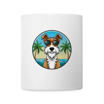 Draht Foxterrier Hunderasse Cartoon Sonnenbrille Strand - Tasse - Weiß - Vorne