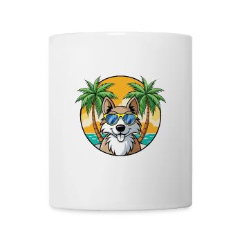 Stichelhaar Hunderasse Cartoon Sonnenbrille Strand - Tasse - Weiß - Vorne