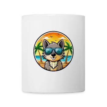 Schipperke Hunderasse Cartoon Sonnenbrille Strand - Tasse - Weiß - Vorne