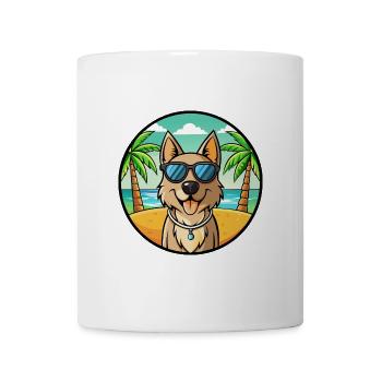 Schäferhund Rasse Cartoon Sonnenbrille Strand - Tasse - Weiß - Vorne