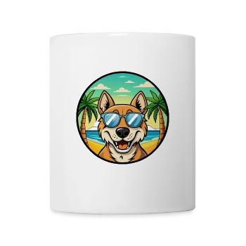Russischer Jagdhund Rasse Cartoon Sonnenbrille Strand - Tasse - Weiß - Vorne