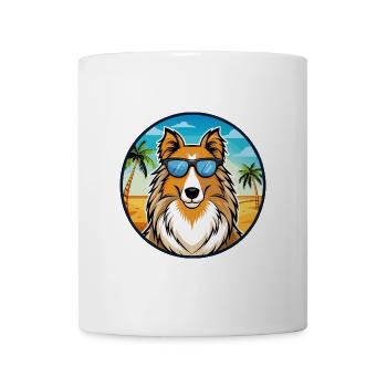 Rough Collie Dog Breed Cartoon Sunglasses Beach - Mug - white - Front