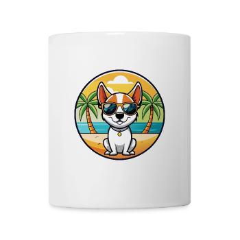 Rat Terrier Hund Rasse Cartoon Sonnenbrille Strand - Tasse - Weiß - Vorne