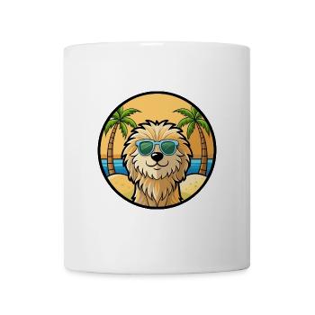 Puli Chien Race Dessin Animé Lunettes De Soleil Plage - Mug blanc - blanc - Devant