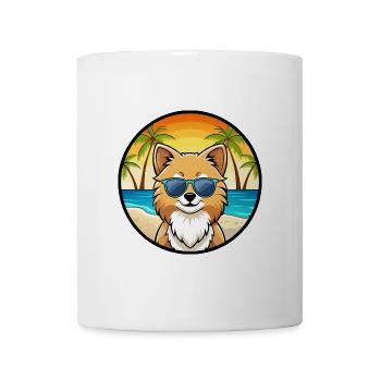 Pommersche Hunderasse Cartoon Sonnenbrille Strand - Tasse - Weiß - Vorne