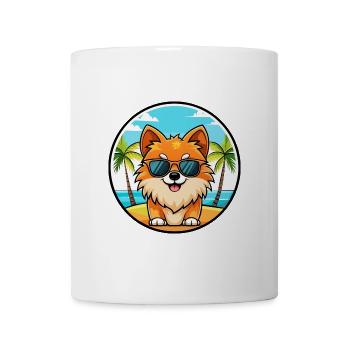 Poméranie Spitz allemand race de chien Cartoon Beach - Mug blanc - blanc - Devant