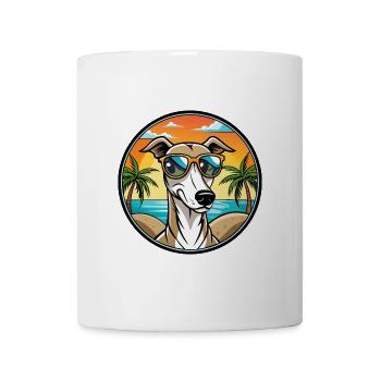 Polnischer Windhund Hund Rasse Cartoon Sonnenbrille Strand - Tasse - Weiß - Vorne