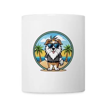 Picardie Schäferhund Rasse Cartoon Sonnenbrille Strand - Tasse - Weiß - Vorne