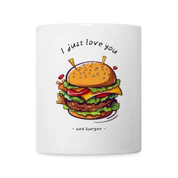 i love u and burger - Tasse - Weiß - Vorne