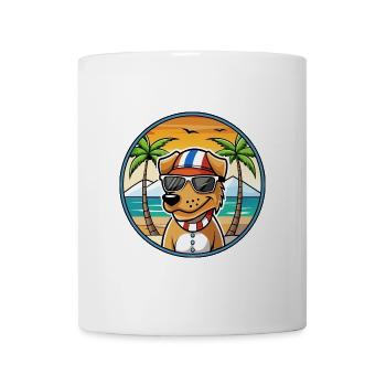 Norwegischer Windhund Dunker Hunderasse Cartoon Strand - Tasse - Weiß - Vorne
