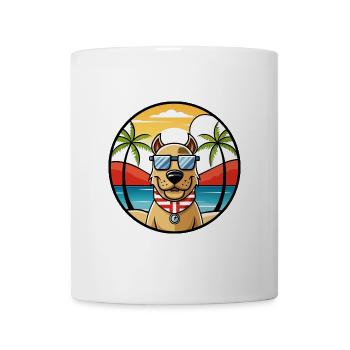 Norwegischer Windhund Rasse Cartoon Sonnenbrille Strand - Tasse - Weiß - Vorne