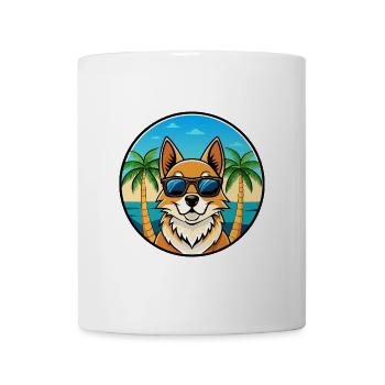 Nordic Spitz Hunderasse Cartoon Sonnenbrille Strand - Tasse - Weiß - Vorne