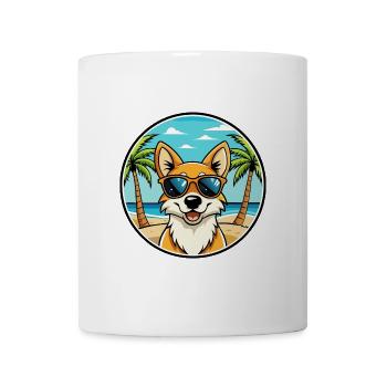 Neuguinea Singende Hunderasse Cartoon Sonnenbrille - Tasse - Weiß - Vorne