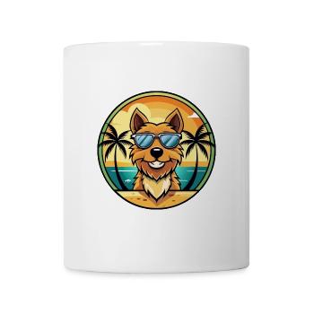 Jagdterrier Hunderasse Cartoon Sonnenbrille Strand - Tasse - Weiß - Vorne