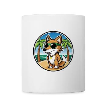 Italienisch Volpino Hund Rasse Cartoon Sonnenbrille Strand - Tasse - Weiß - Vorne