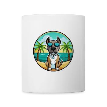 Deutsche Dogge Hunderasse Cartoon Sonnenbrille Strand - Tasse - Weiß - Vorne