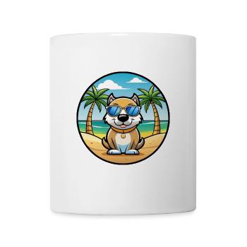 Milieu Asiatique Ovtcharka Chien Race Dessin Animé Plage - Mug blanc - blanc - Devant