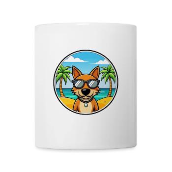 Lettischer Jagdhund Rasse Cartoon Sonnenbrille Strand - Tasse - Weiß - Vorne