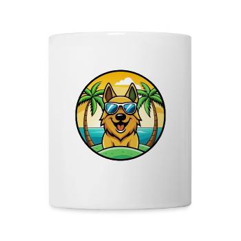 King Shepherd Dog Breed Cartoon Sunglasses Beach - Mug - white - Front