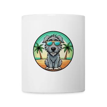 Irischer Wolfshund Hunderasse Cartoon Sonnenbrille Strand - Tasse - Weiß - Vorne