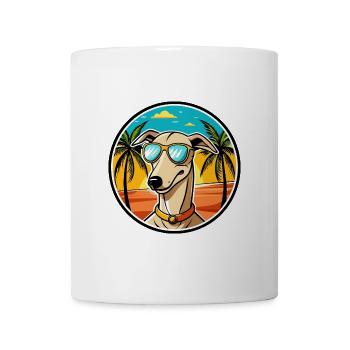 Windhund Hund Rasse Cartoon Sonnenbrille Strand - Tasse - Weiß - Vorne