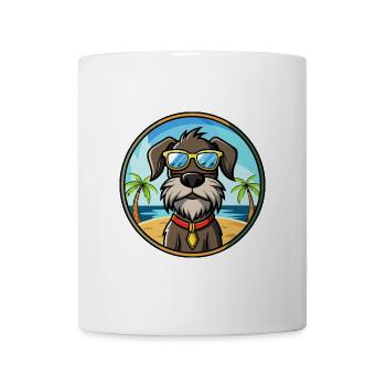 Chien d’arrêt allemand à poil dur race dessin animé plage - Mug blanc - blanc - Devant