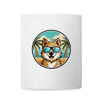 Deutscher Spitz Hund Rasse Cartoon Sonnenbrille Strand - Tasse - Weiß - Vorne
