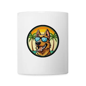 Deutscher Windhund Rasse Cartoon Sonnenbrille Strand - Tasse - Weiß - Vorne