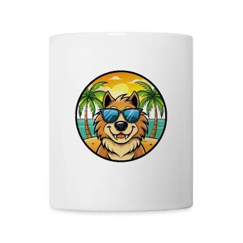 Estrela Mountain Dog Breed Cartoon Sunglass Beach - Mug blanc - blanc - Devant