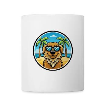 Friesische Wasserhundrasse Cartoon Sonnenbrille Strand - Tasse - Weiß - Vorne