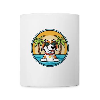 Estnischer Windhund Rasse Cartoon Sonnenbrille Strand - Tasse - Weiß - Vorne