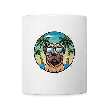 Englische Dogge Hund Rasse Cartoon Sonnenbrille Strand - Tasse - Weiß - Vorne