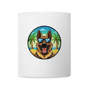 Berger d’Europe de l’Est Race Cartoon Beach - Mug blanc - blanc - Devant