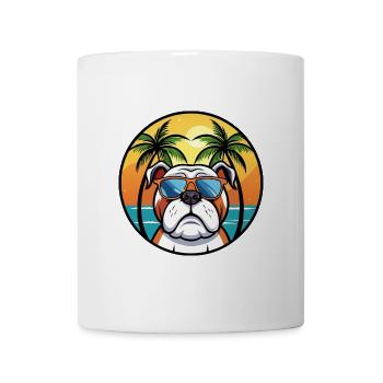 Bouledogue anglais race dessin animé lunettes de soleil plage - Mug blanc - blanc - Devant