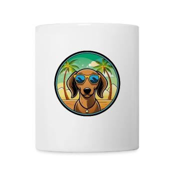 Dackel Hunderasse Cartoon Sonnenbrille Strand - Tasse - Weiß - Vorne