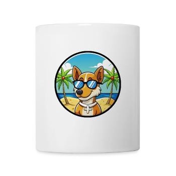 Dänisch Schwedische Bauernhund Rasse Cartoon Sonnenbrille - Tasse - Weiß - Vorne
