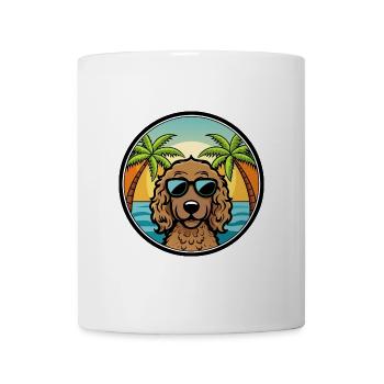 Lockig Beschichtet Retriever Hunderasse Cartoon Strand - Tasse - Weiß - Vorne