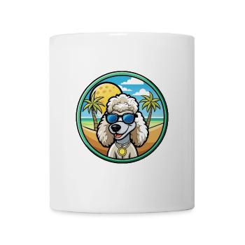 Corded Poodle Dog Breed Cartoon Sunglasses Beach - Mug - white - Front