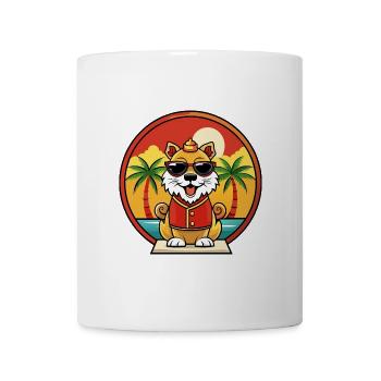 Chinesische kaiserliche Hunderasse Cartoon Sonnenbrille Strand - Tasse - Weiß - Vorne