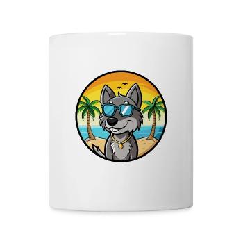 Cesky Fousek Hunderasse Cartoon Sonnenbrille Strand - Tasse - Weiß - Vorne