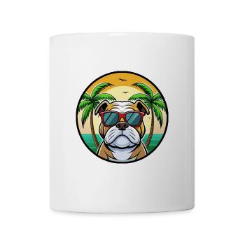 Bulldog Breed Cartoon Lunettes de soleil Beach - Mug blanc - blanc - Devant