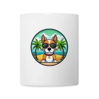 Brasilianischer Terrier Hunderasse Cartoon Sonnenbrille Strand - Tasse - Weiß - Vorne