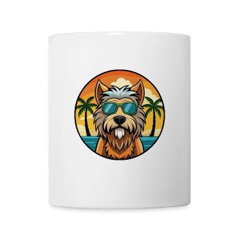 Briard Dog Breed Cartoon Sunglasses Beach - Mug - white - Front