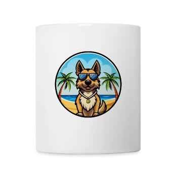 Böhmischer Schäferhund Hunderasse Karikatur Sonnenbrille Strand - Tasse - Weiß - Vorne