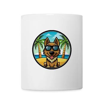 Black Tan Dog Breed Cartoon Sunglasses Beach - Mug - white - Front