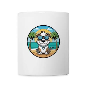 Argentino Chien Race Dessin Animé Lunettes De Soleil Plage - Mug blanc - blanc - Devant