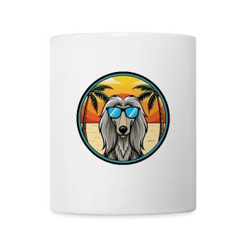 Afghanischer Windhund Hunderasse Cartoon Sonnenbrille Strand - Tasse - Weiß - Vorne