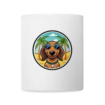 Teckel de Westphalie Race De Chien Dessin Animé Plage - Mug blanc - blanc - Devant