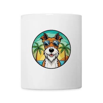 Draht Foxterrier Hunderasse Cartoon Sonnenbrille Strand - Tasse - Weiß - Vorne