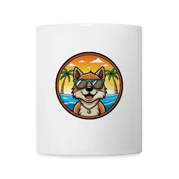 Volpino Italiano Hunderasse Cartoon Sonnenbrille Strand - Tasse - Weiß - Vorne